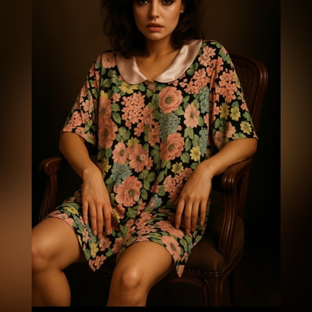 Vintage Victoria’s Secret gold label floral sleep shirt size small